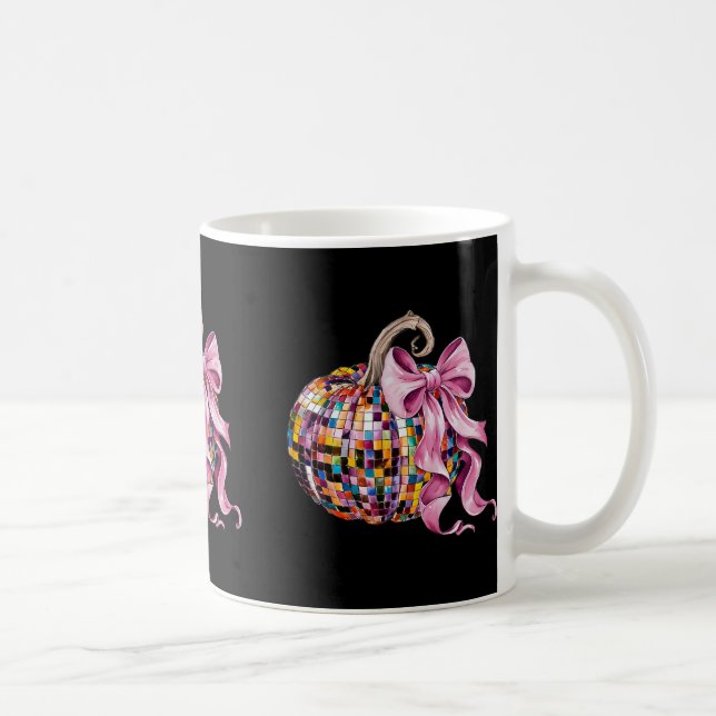 Disco Pumpkin Coquette Bow Ästhetische Herbst Dank Kaffeetasse (Rechts)