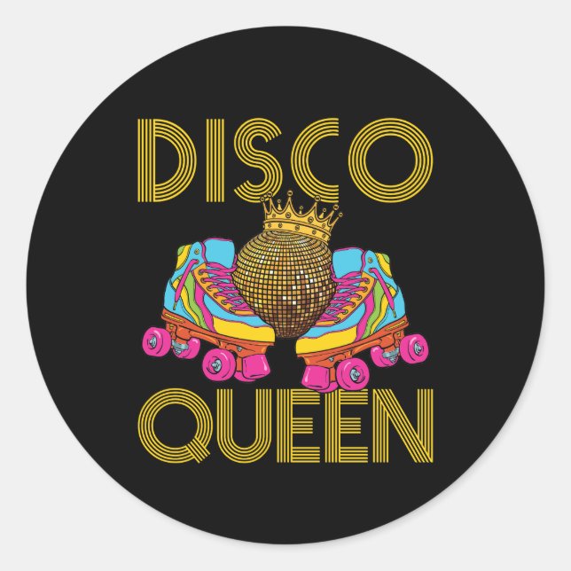 Disco Queen Roller Skaten Skater Runder Aufkleber (Vorderseite)
