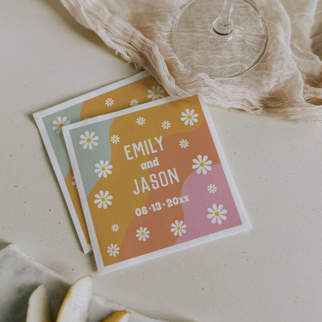 Disco Retro Wedding Cocktail Napkins Serviette (Von Creator hochgeladen)