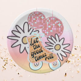 Disco Roller Skaten Girls Party Pappteller