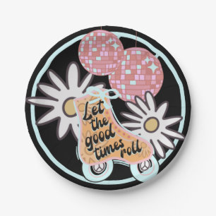 Disco Roller Skaten-Party Pappteller