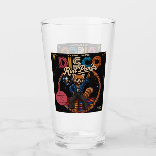 Disco-Roter Panda Glas (Vorderseite)