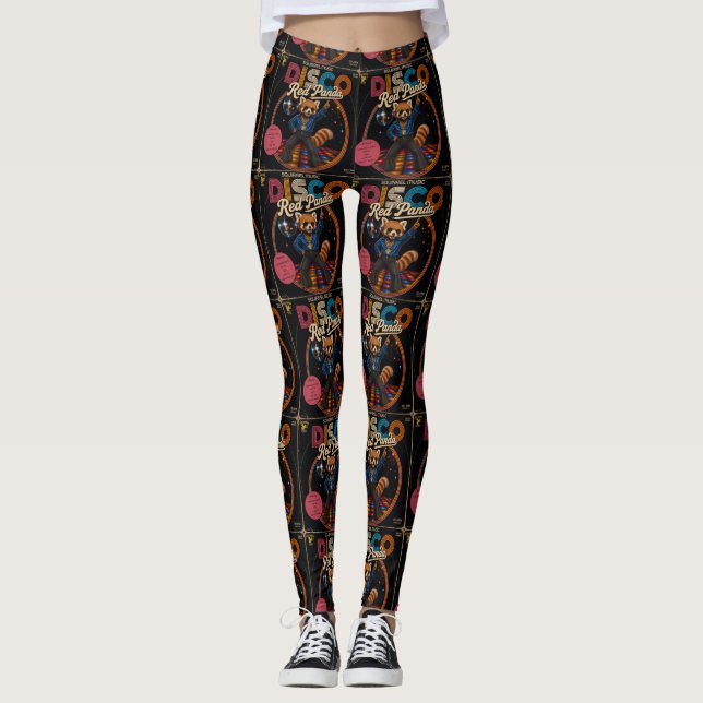 Disco-Roter Panda Leggings (Vorderseite)