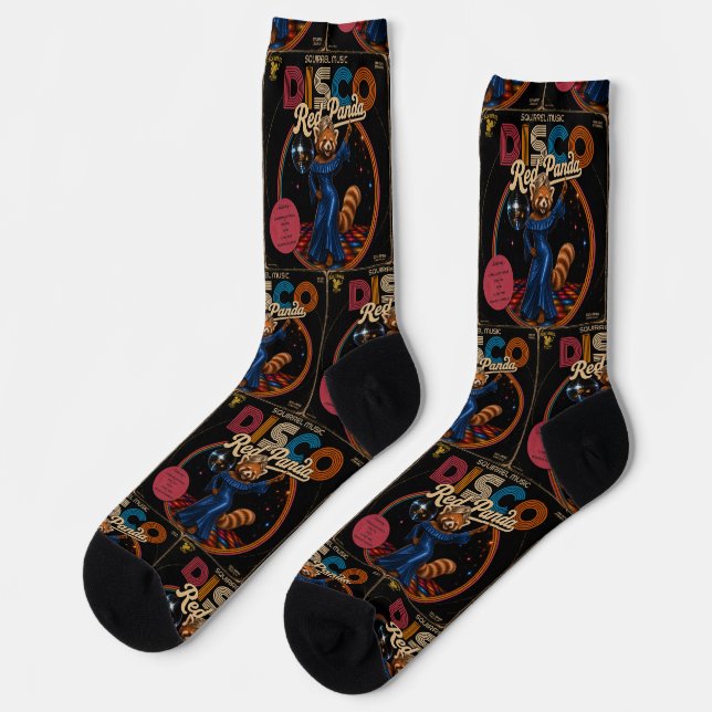 Disco-Roter Panda Socken (Linkes Detail)