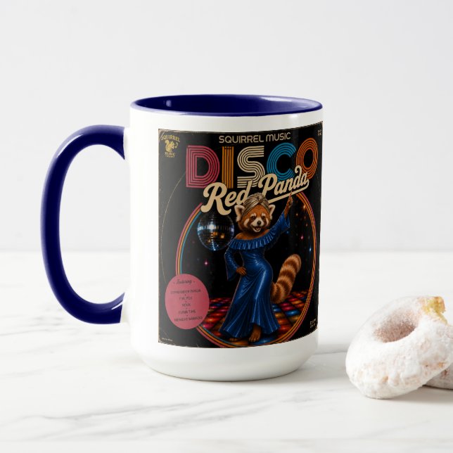 Disco-Roter Panda Tasse (Mit Donut)