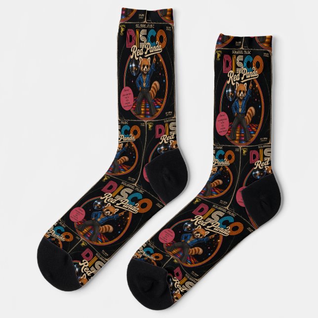 Disco-Rotpanda Socken (Linkes Detail)