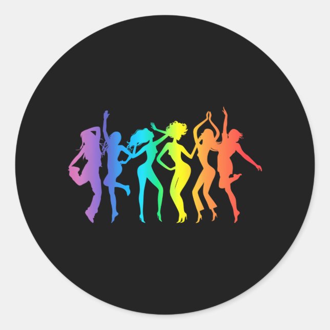Disco s Dancer Rainbow Runder Aufkleber (Vorderseite)
