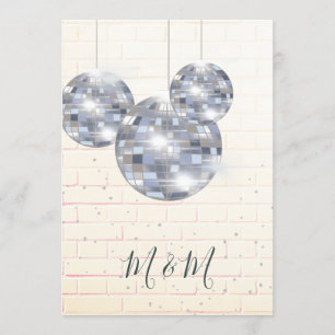 Disco Silver Rustic Brick Chic Einladung