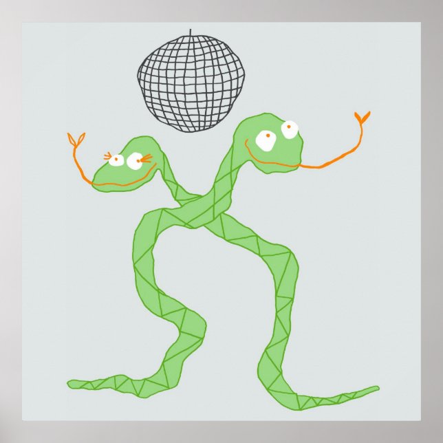 Disco Snakes Poster in Grün (Vorne)