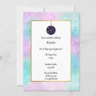 DISCO SPARKLE DISCO BALL BIRTHTAGE EINLADUNG