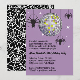 Disco Spiders Halloween Lila Retro-Kostüm-Party Einladung