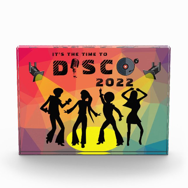 Disco Tanzfläche Retro Multicolor Feier Fotoblock (Vorderseite)