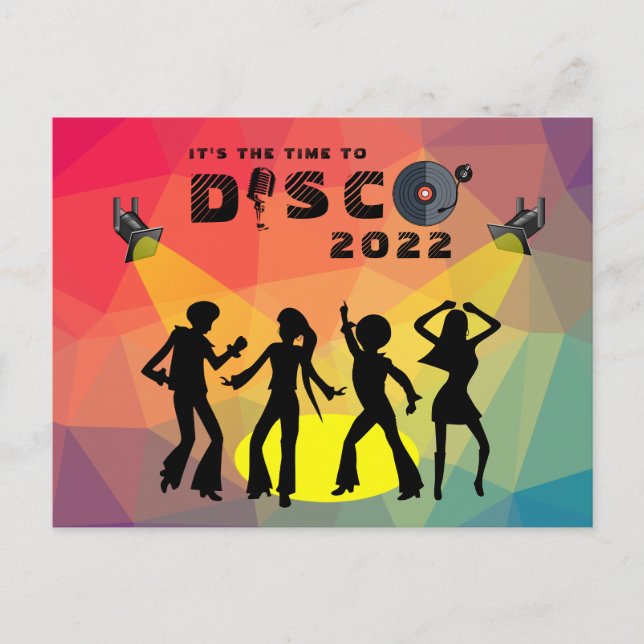 Disco Tanzfläche Retro Multicolor Feier Postkarte (Vorderseite)