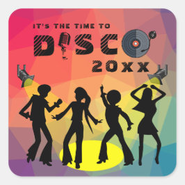 Disco Tanzfläche Retro Multicolor Feier Quadratischer Aufkleber