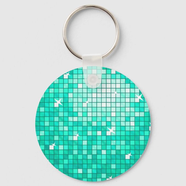 Disco Tiles Aqua Schlüsselanhänger rund um (Vorderseite)
