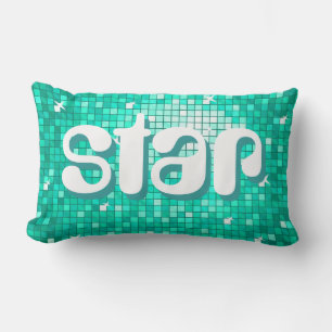 Disco Tiles Aqua 'star' Kissen Amelia Text