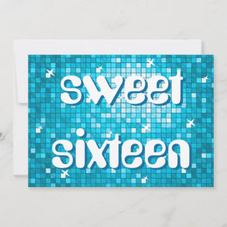 Disco Tiles Blue '16 . Geburtstag' amelia text Einladung