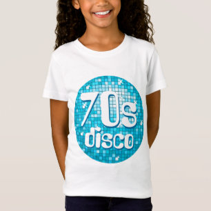 Disco Tiles Blue "70er Disco" Girls angepasst weiß T-Shirt
