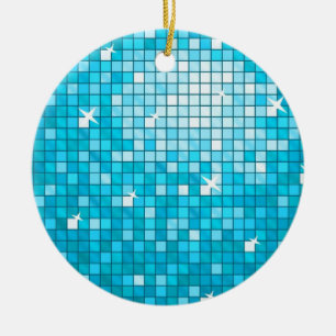 Disco Tiles Blue Ornament rund