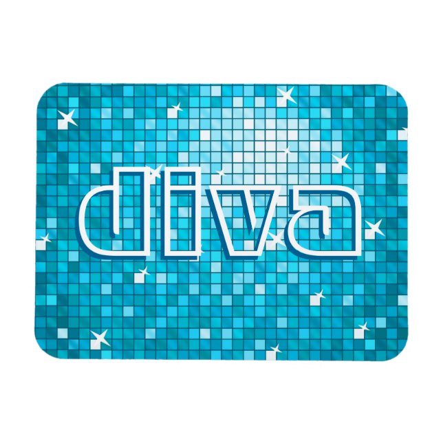 Disco Tiles Blue Premium Magnet "diva" (Horizontal)