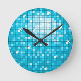 Disco Tiles Blue Print Wanduhr