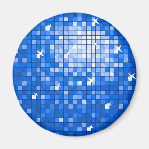 Disco Tiles Dark Blue Kühlschrankmagnet rund
