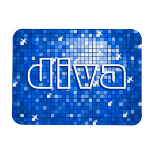 Disco Tiles Dark Blue Premium Magnet "diva"