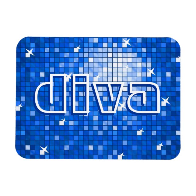 Disco Tiles Dark Blue Premium Magnet "diva" (Horizontal)