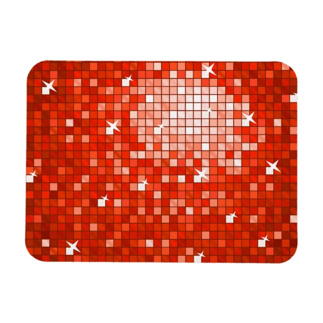 Disco Tiles Dark Red Premium Magnet (Horizontal)