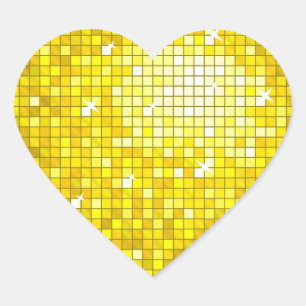 Disco Tiles Gelbes Aufkleberherz Herz-Aufkleber