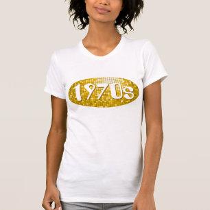 Disco Tiles "Gold" "1970er" kleine weiße T-Shirt