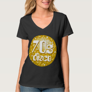 Disco Tiles "Gold" '70er Disco' Ladys v-Nacken sch T-Shirt
