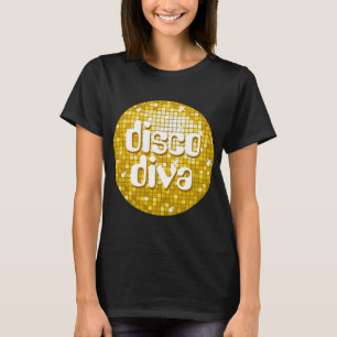 Disco Tiles "Gold" "Disco diva" T - Shirt schwarz