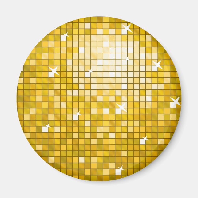 Disco Tiles "Gold" Kühlschrankmagnet rund um (Vorne)