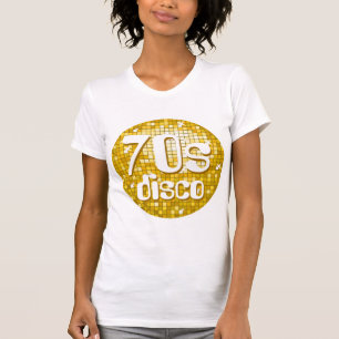 Disco Tiles "Gold" Ladys Petition white 70er Disco T-Shirt