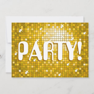 Disco Tiles Gold 'PARTY' Einladung Amelia Text!