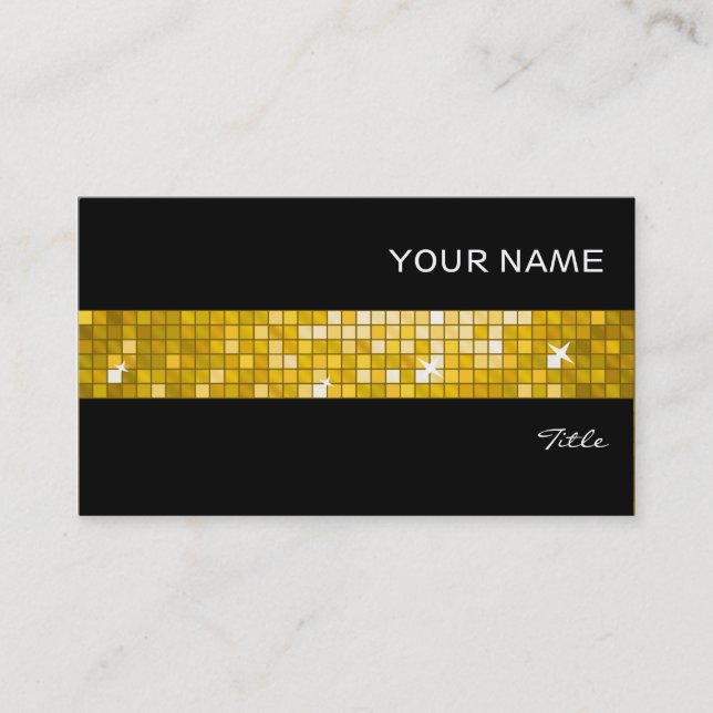 Disco Tiles "Gold" Visitenkartenstreifen schwarz Visitenkarte (Vorderseite)