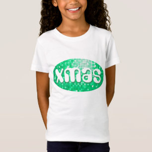 Disco Tiles Green "xmas" Girls angepasst T - Shirt