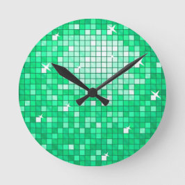 Disco Tiles Jade-Uhr Runde Wanduhr