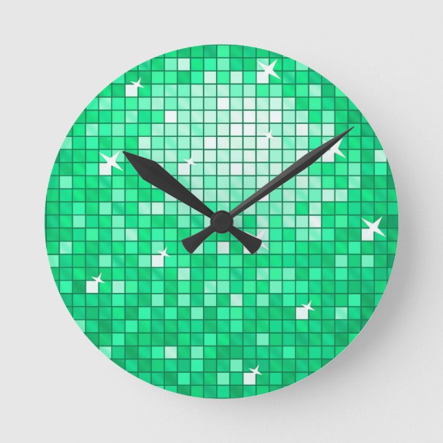 Disco Tiles Jade-Uhr Runde Wanduhr (Vorderseite)