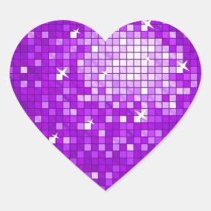 Disco Tiles Lila Aufkleberherz Herz-Aufkleber