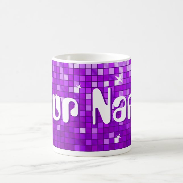 Disco Tiles Lila Tasse "Dein Name" (Mittel)