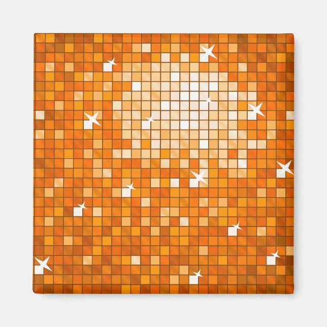 Disco Tiles Orange Kühlschrankmagnet Square (Vorne)