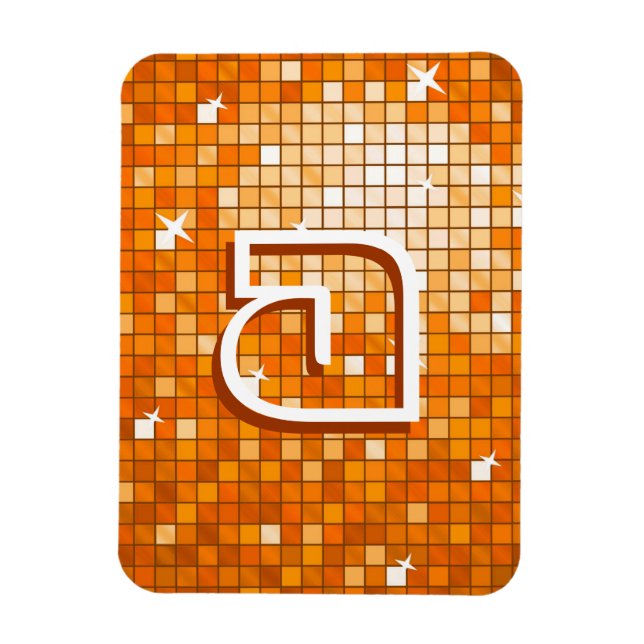 Disco Tiles Orange Premium Monogram Magnet (Vertikal)