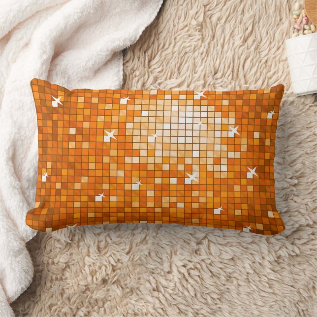 Disco Tiles Orange Wurfkissen Lendenkissen (Decke)