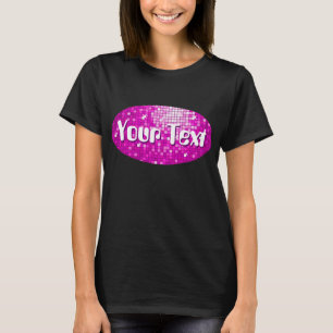 Disco Tiles Pink "Dein Text" ovale Damen schwarz T-Shirt