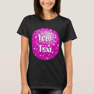 Disco Tiles Pink "Dein Text" runder T - Shirt schw