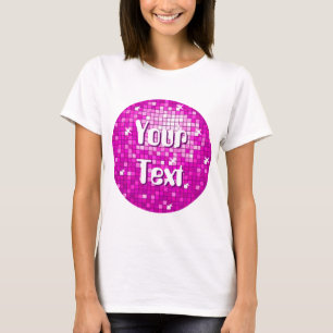 Disco Tiles Pink "Dein Text" Spaghetti oben T-Shirt