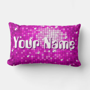 Disco Tiles Pink 'Name' werfen Kissen lumbar