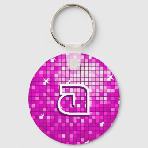 Disco Tiles Pink Schlüsselanhänger "monogram" rund